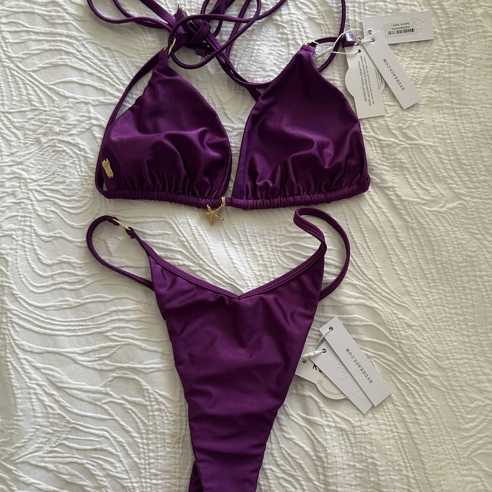 Purple Triangle Bikini Set - Women Swim